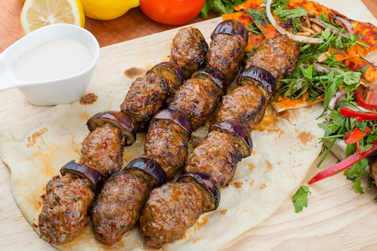 Ground Lamb Kebabs with Apricot Tzatziki