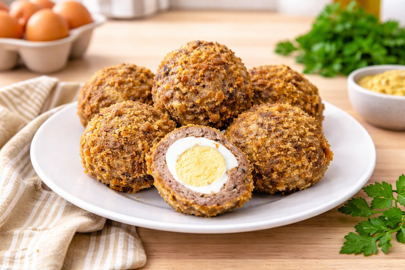 Baked Scotch Eggs with Sourdough Bread Crumbs