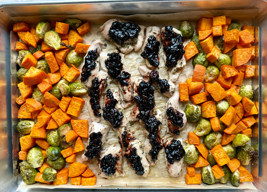 Cranberry Glazed One-Pan Chicken Dinner