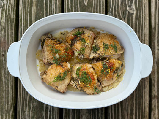 Dutch Oven Braised Chicken Thighs (Bone-In, Skin-On)