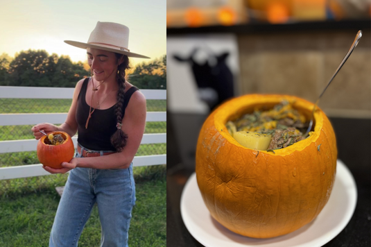 Beef Stew in a Pumpkin Bowl